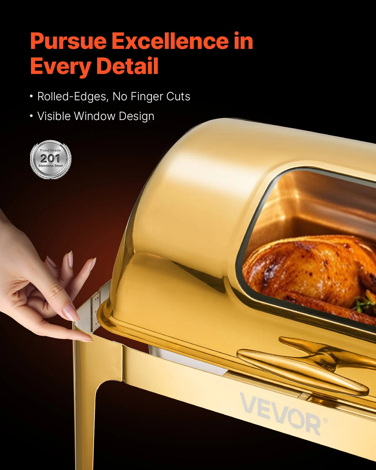 SucceBuy Stainless Steel Roll Top Chafing Dish