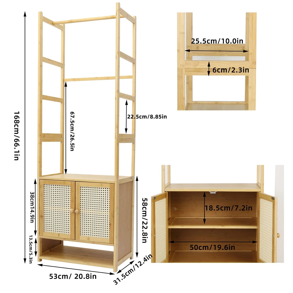 Wisfor Free Standing Bamboo Clothes Rack And Coat Stand