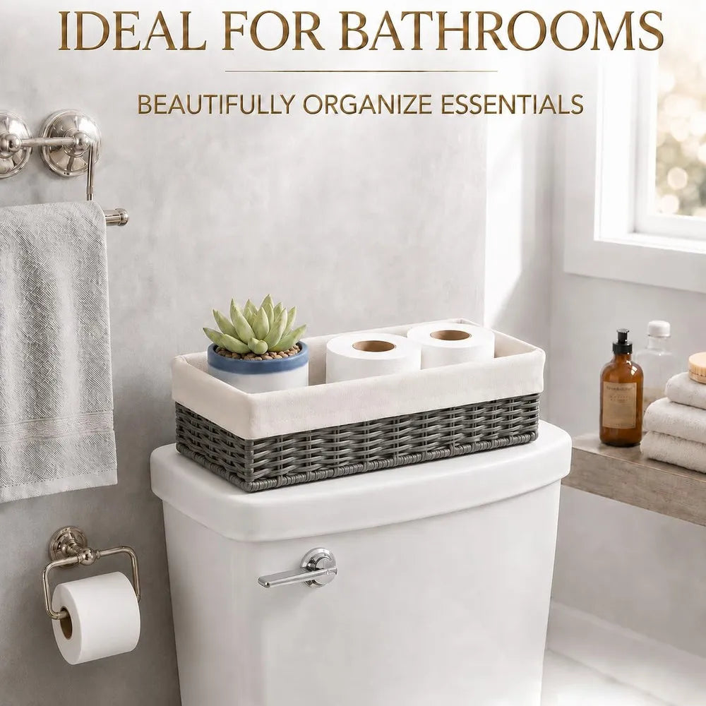 Wicker Over The Toilet Storage Basket With Liner