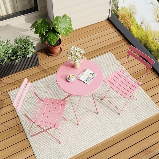 XIUWO 3 Piece Outdoor Folding Bistro Set
