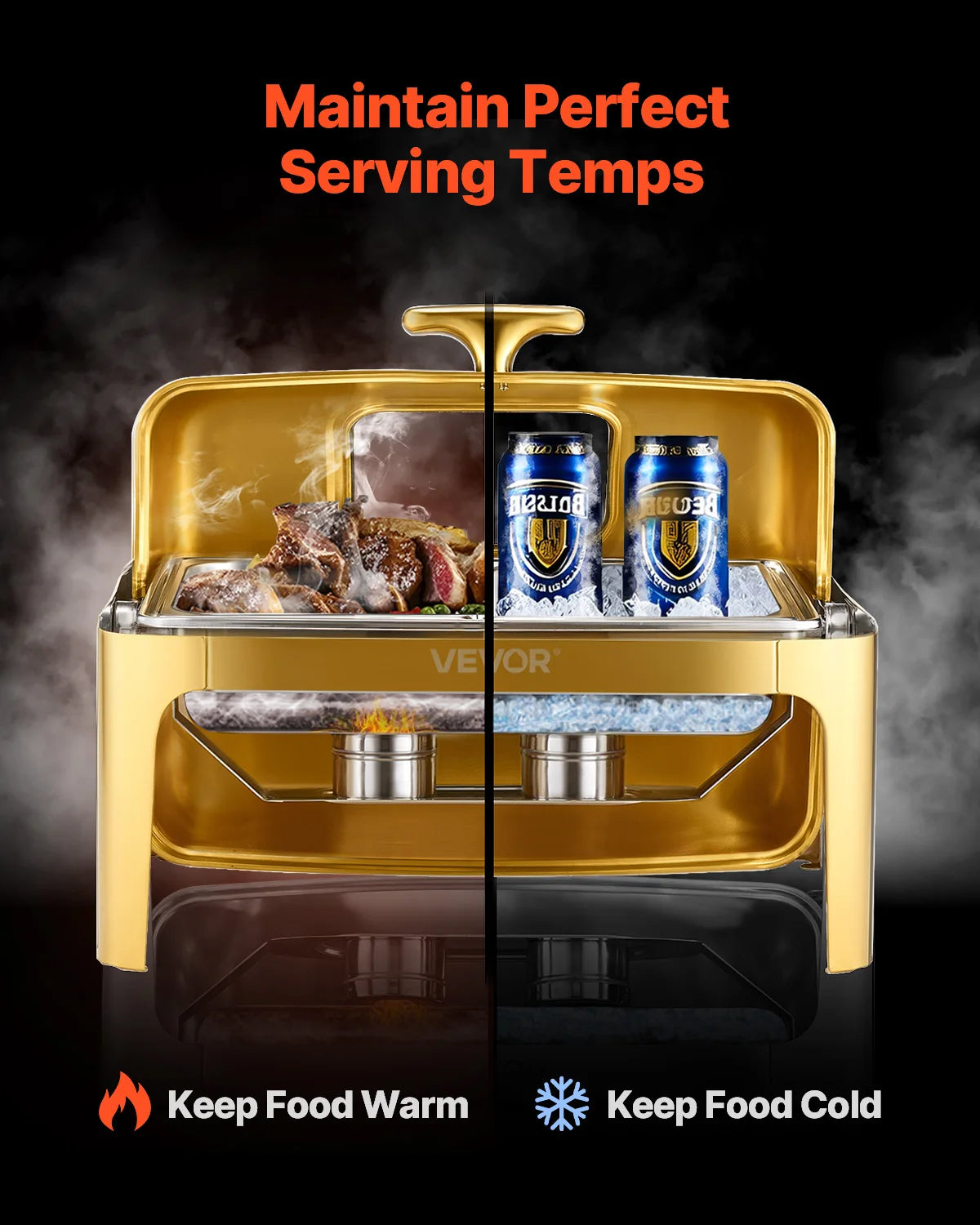 SucceBuy Stainless Steel Roll Top Chafing Dish