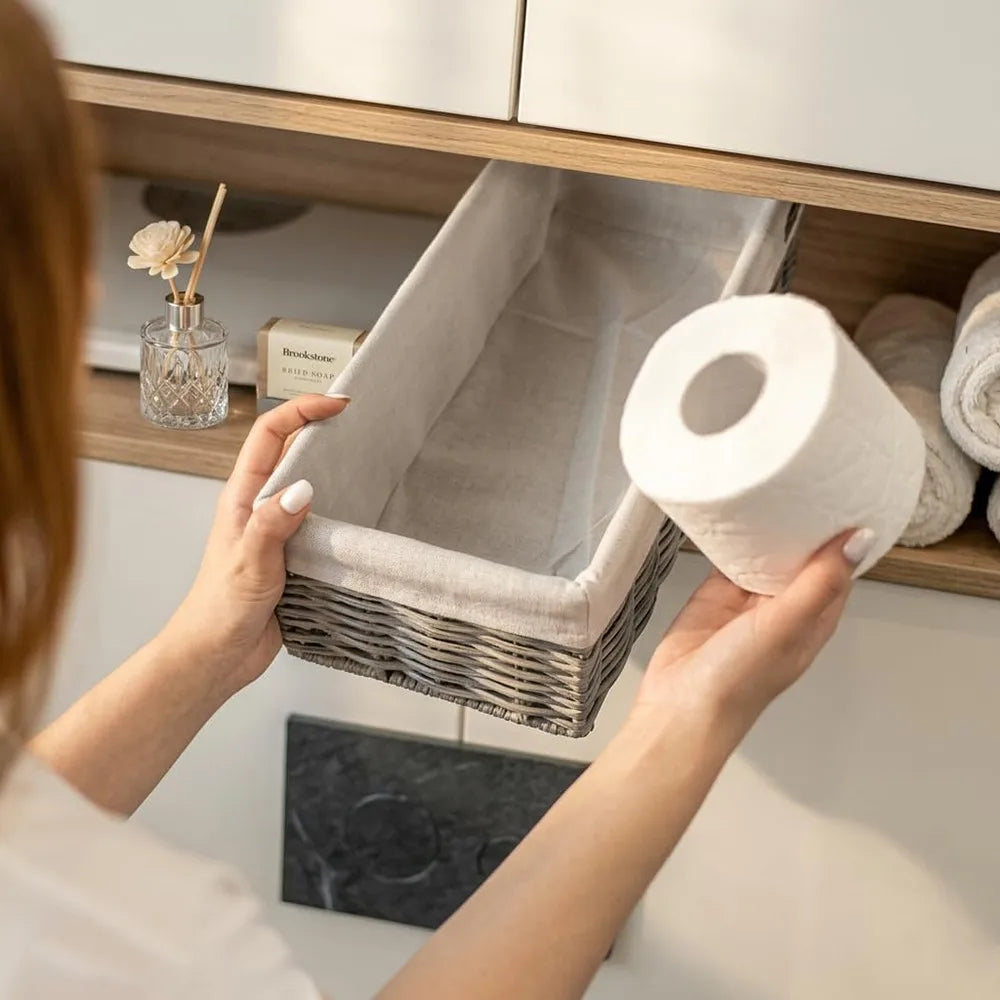 Wicker Over The Toilet Storage Basket With Liner