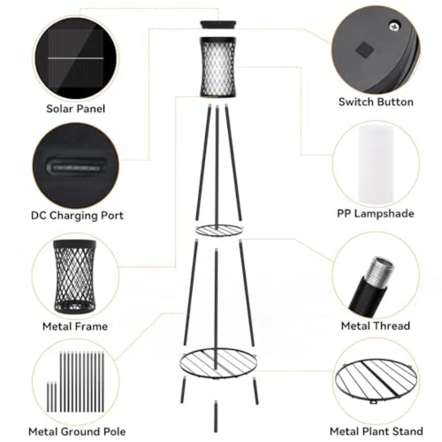 Solar Outdoor Floor Lamp With Usb Charging Port