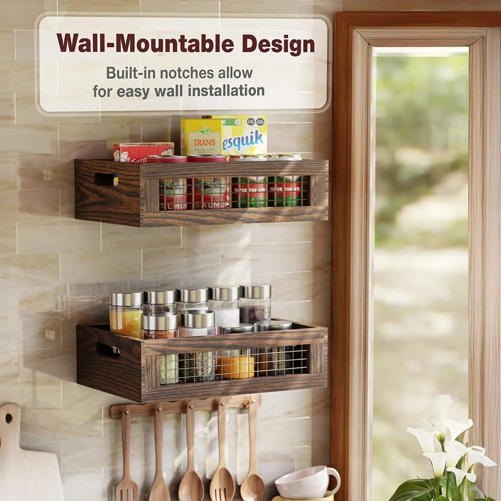 Rustic Wooden Nesting Storage Basket Set