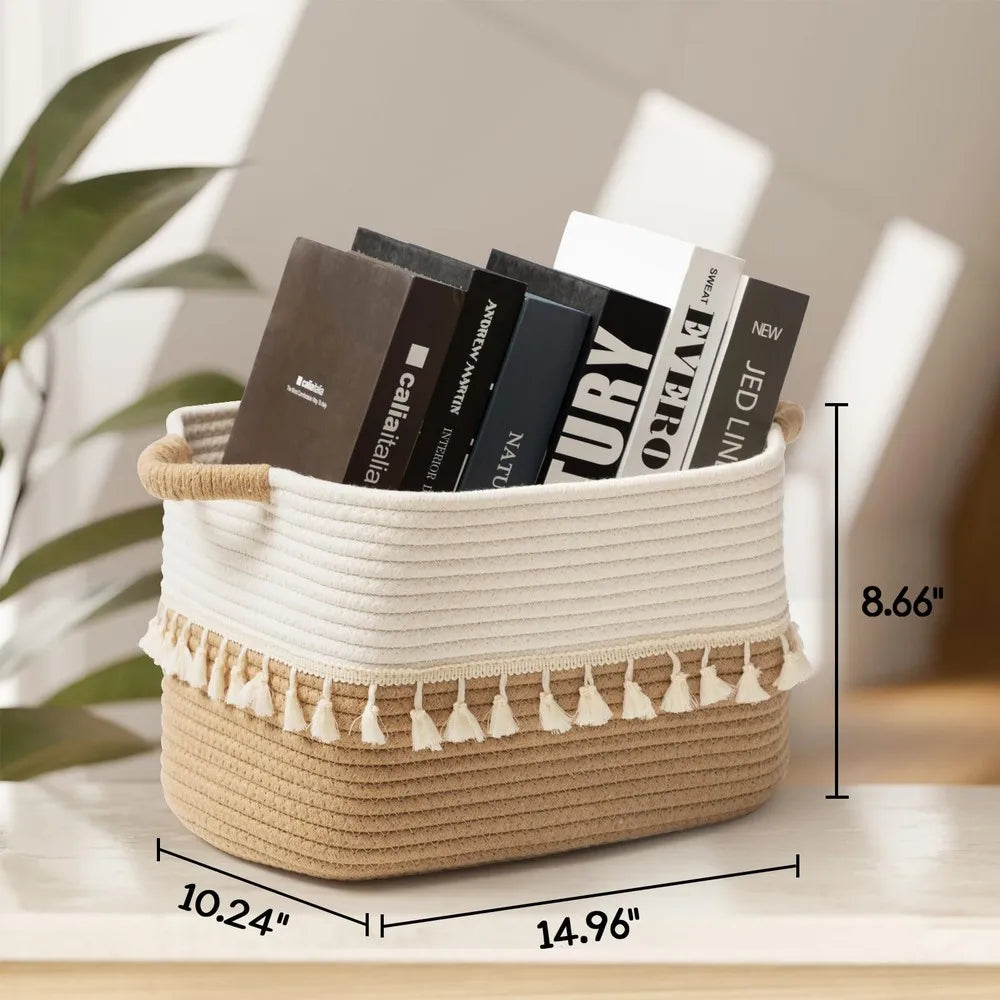 Decorative Cotton Rope Storage Baskets For Home Use
