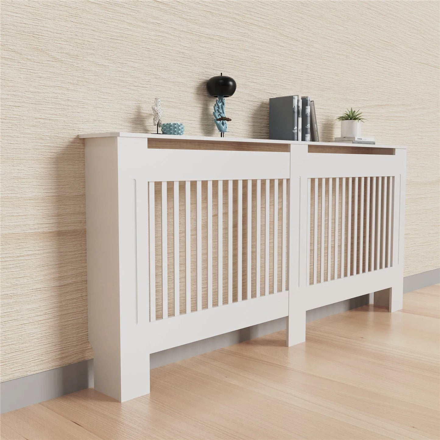 Modern Wooden Radiator Cover With Grill And Shelf