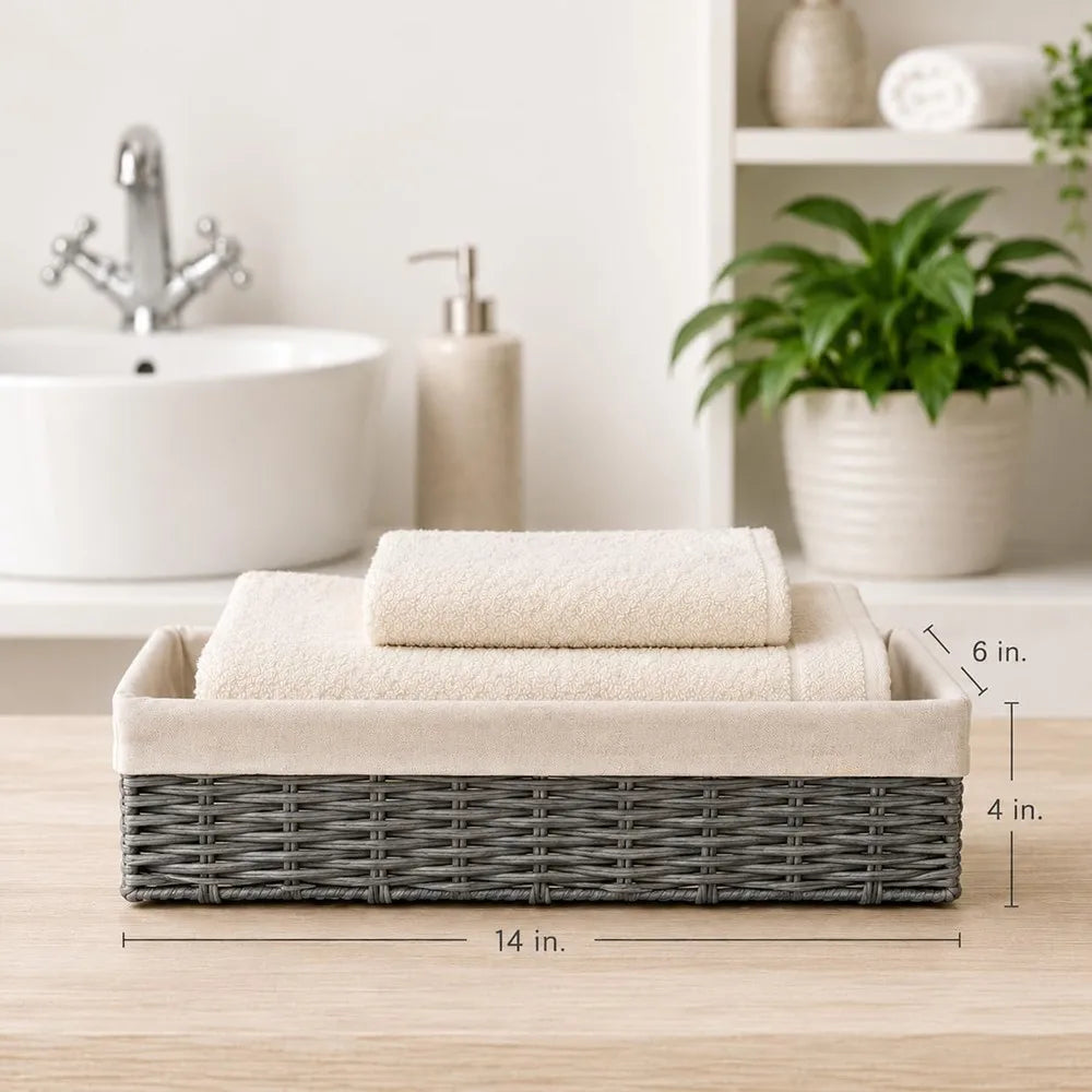 Wicker Over The Toilet Storage Basket With Liner