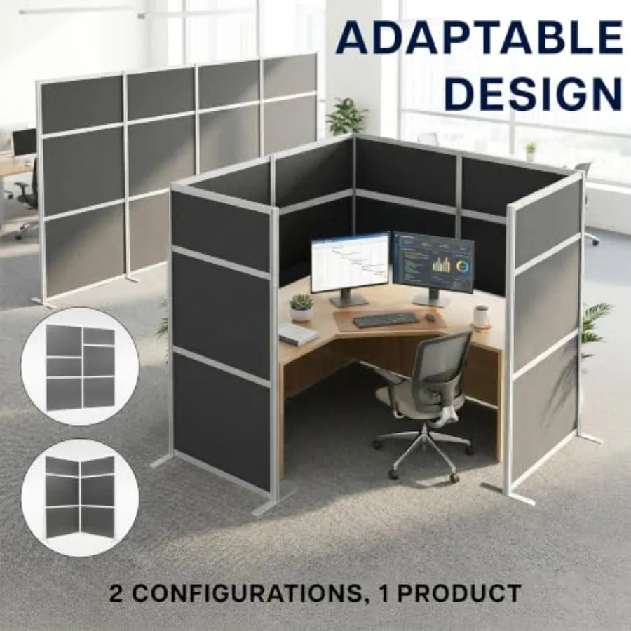 Modern Professional Office Cubicle Dividers: Dark Gray Freestanding Privacy Panel, PP-MWS84D, 76 x 84 inch, Modular Wall System
