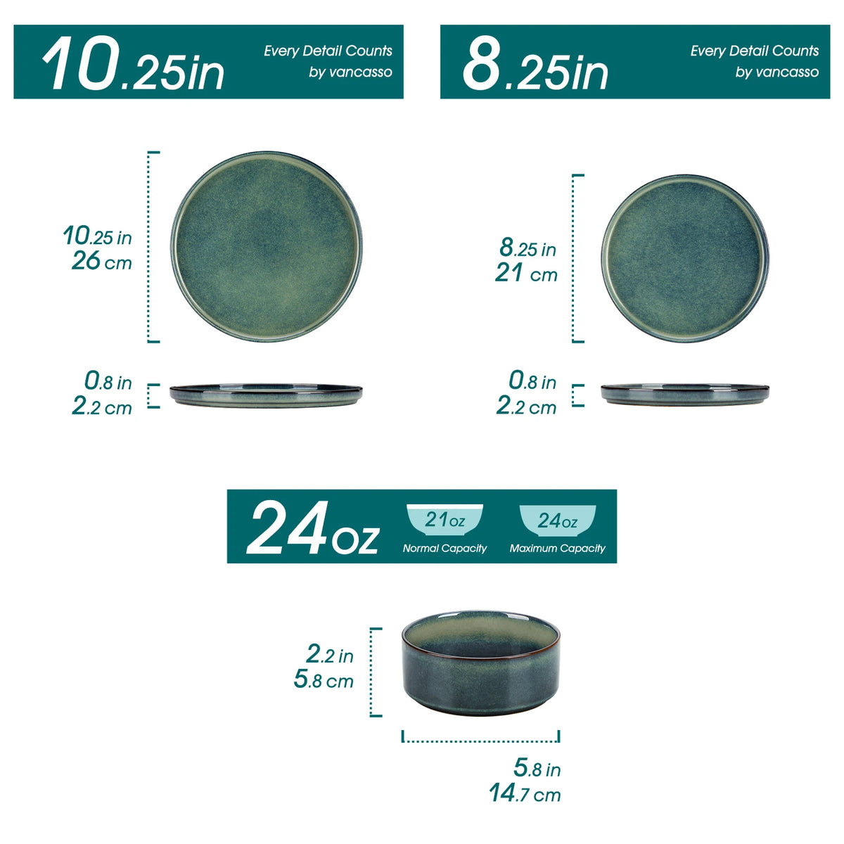 MALACASA Ceramic Dinnerware Set 12-36 Piece Reactive Glaze