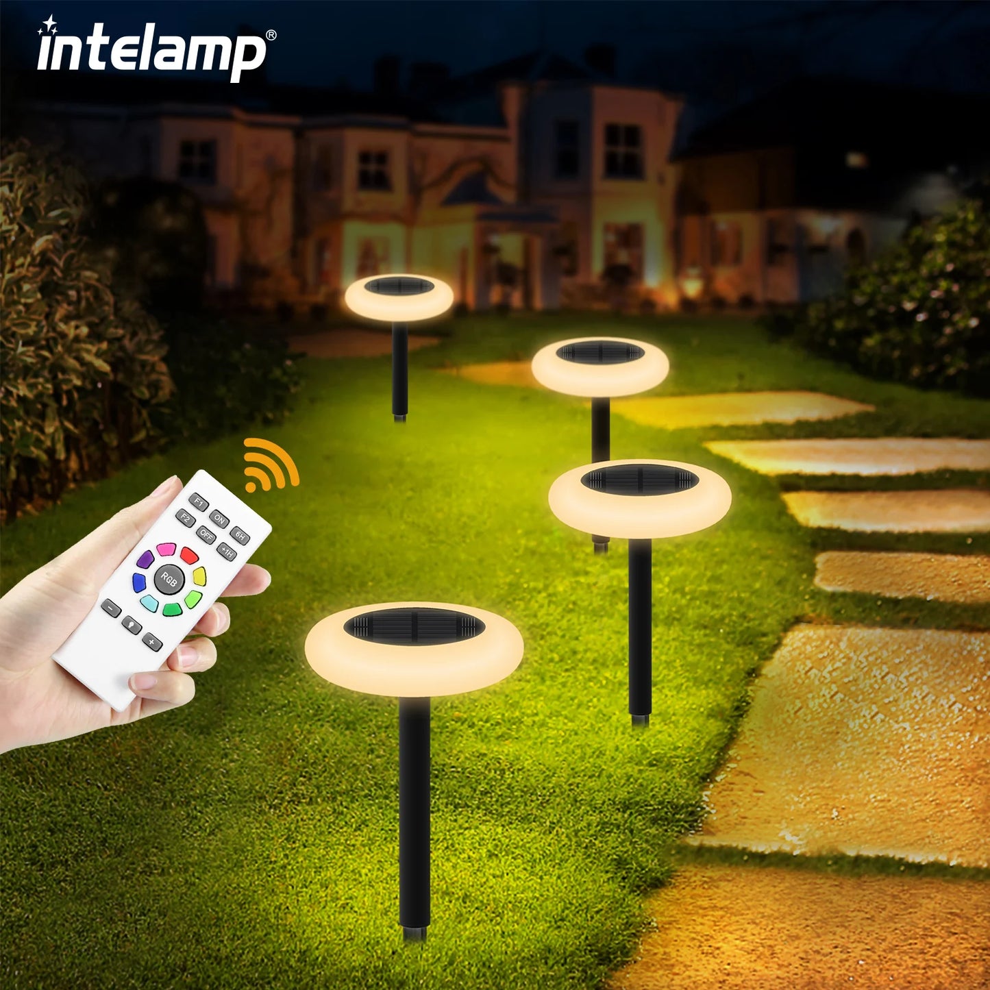 Intelamp Led Solar Pathway Lights For Outdoor Garden