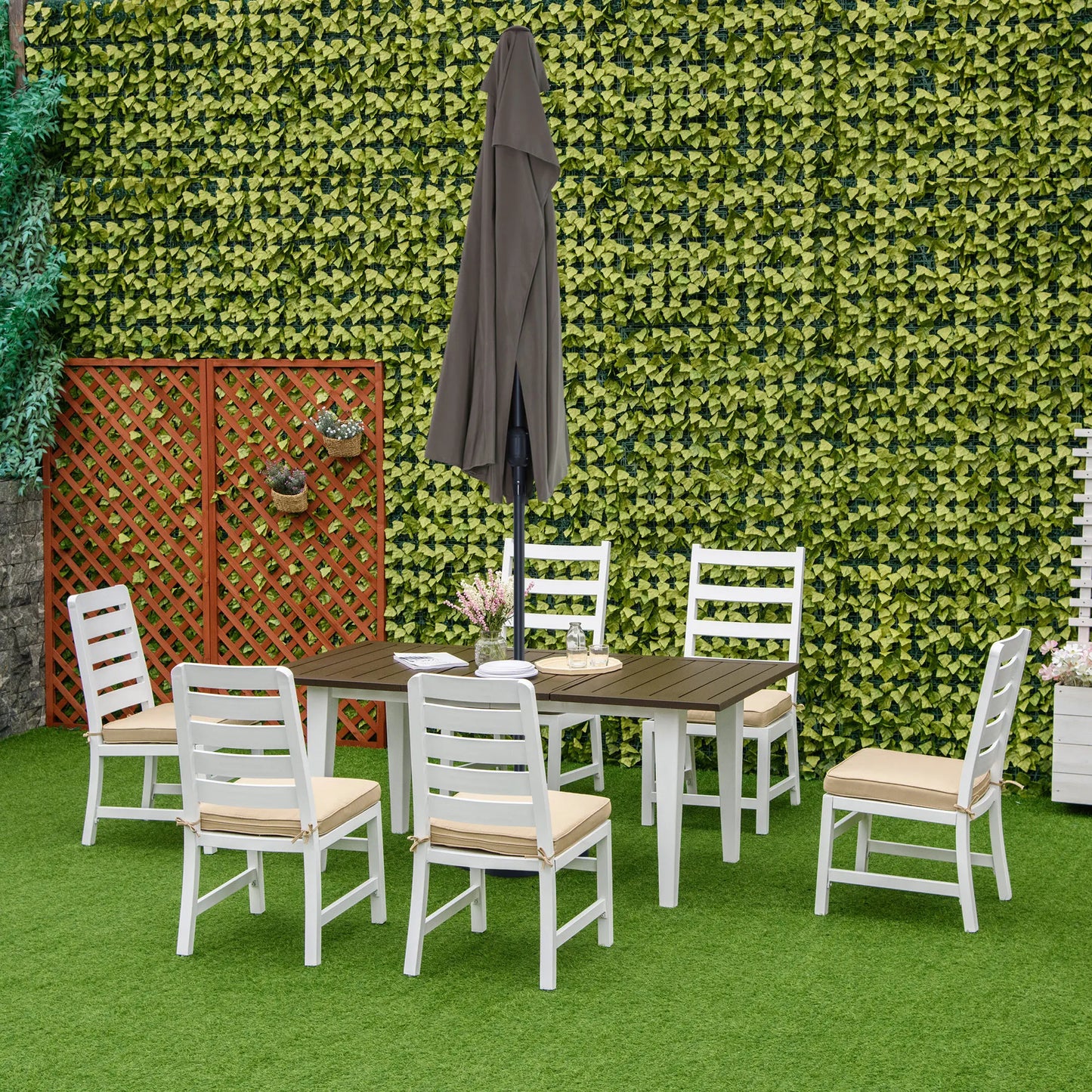 Outdoor Aluminum Dining Set With Umbrella Hole