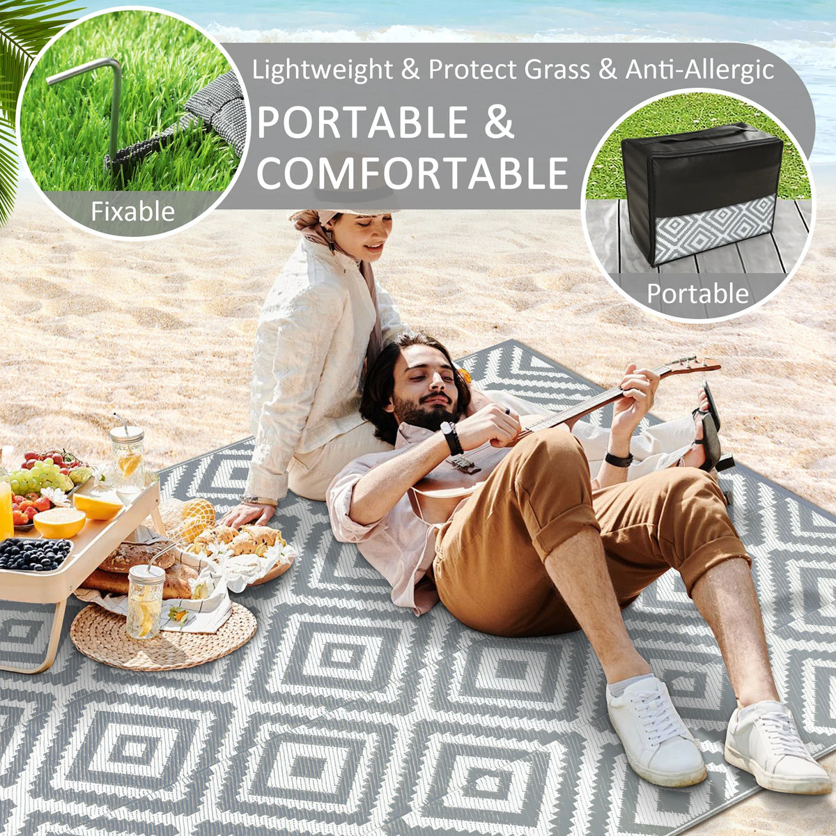 Outdoor Straw Rug Waterproof Polypropylene For Patio Deck
