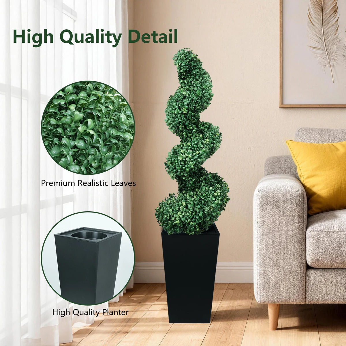 Olitree 2 Pieces Artificial Spiral Boxwood Topiary