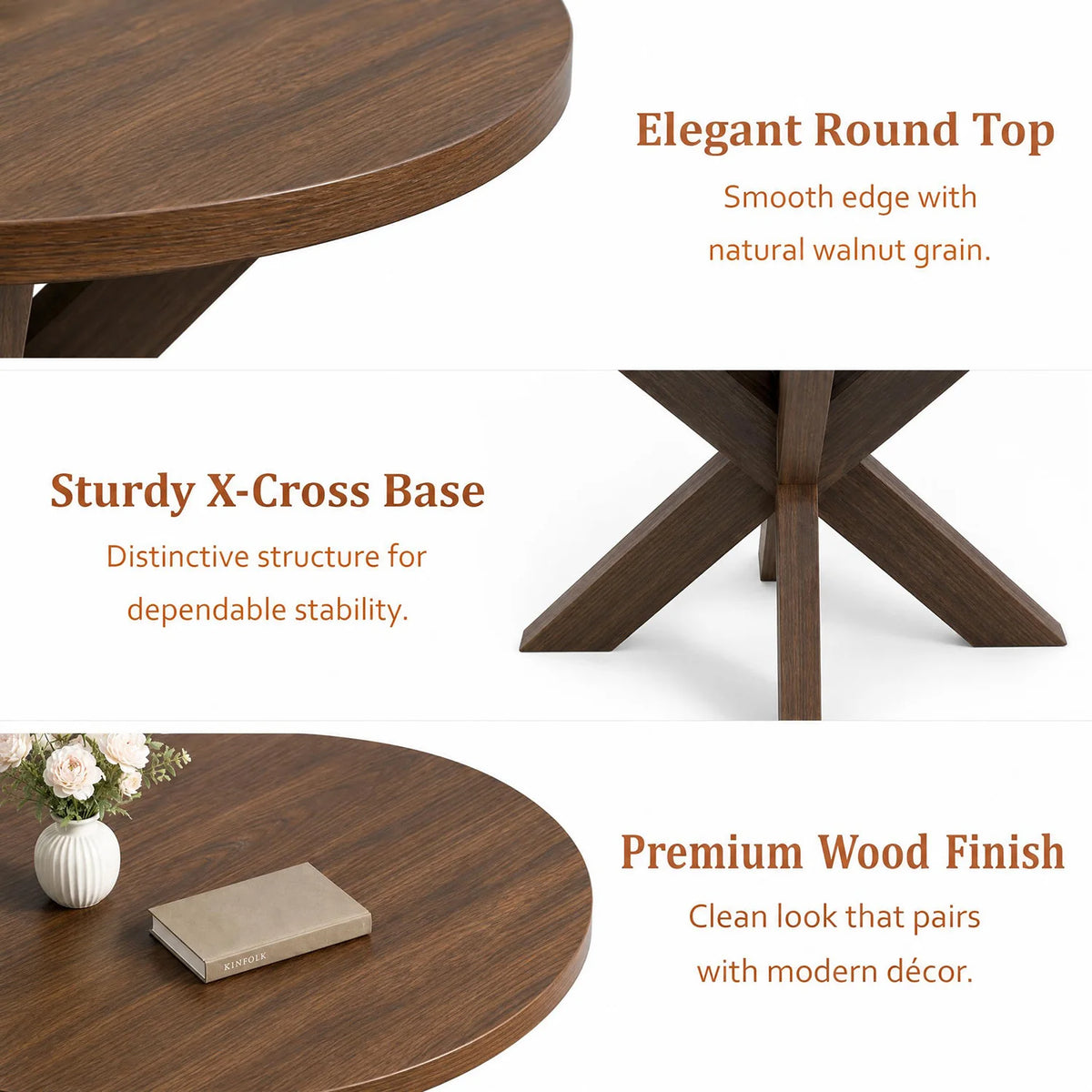 HiMISS Modern Wood Round Dining Table