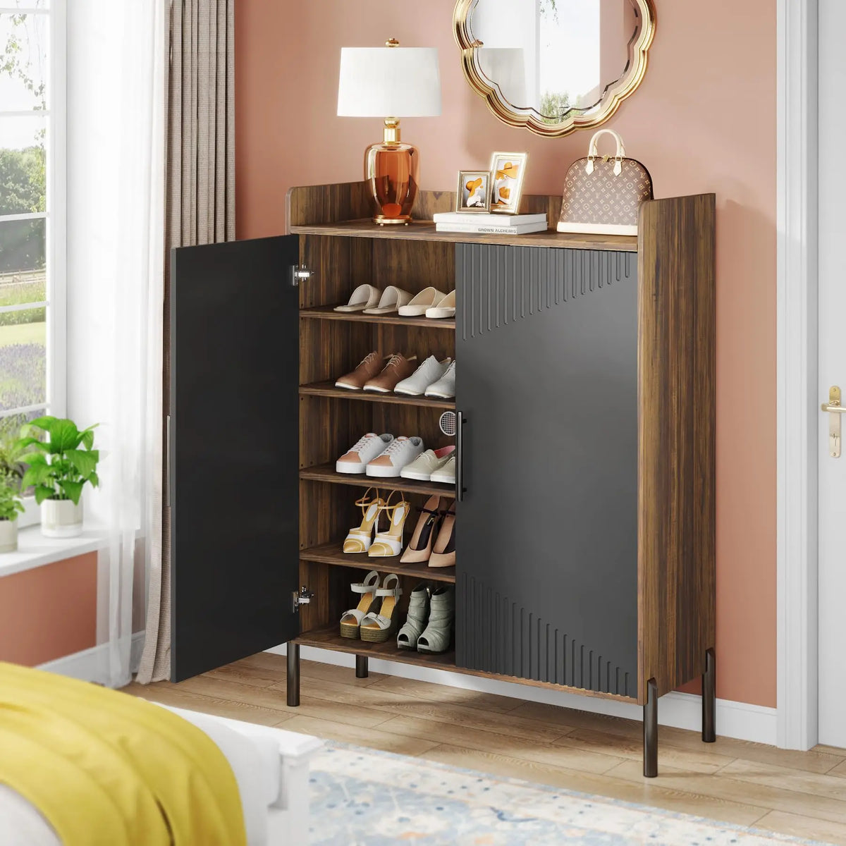 Tribesigns Large Shoe Cabinet With Doors 6 Tier