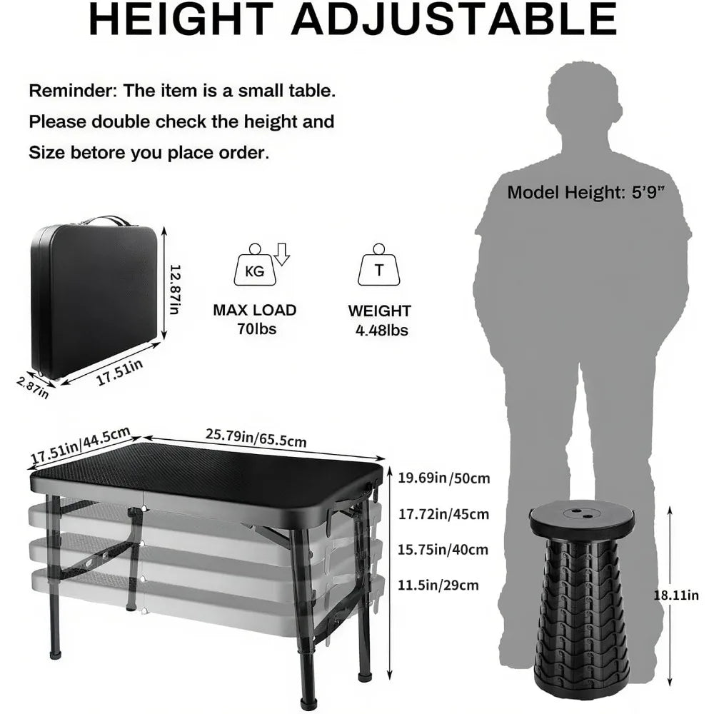 XIUWO Portable Folding Table And Stool Set For Camping