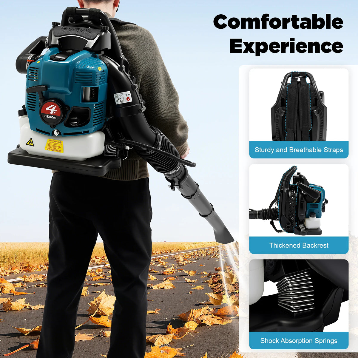 Bymaocar 4 Stroke 75.6cc Gas Backpack Leaf Blower