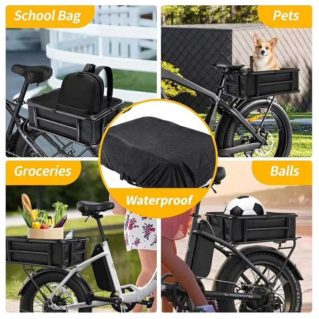 Heavy Duty Metal Bike Rear Basket With Accessory Kit