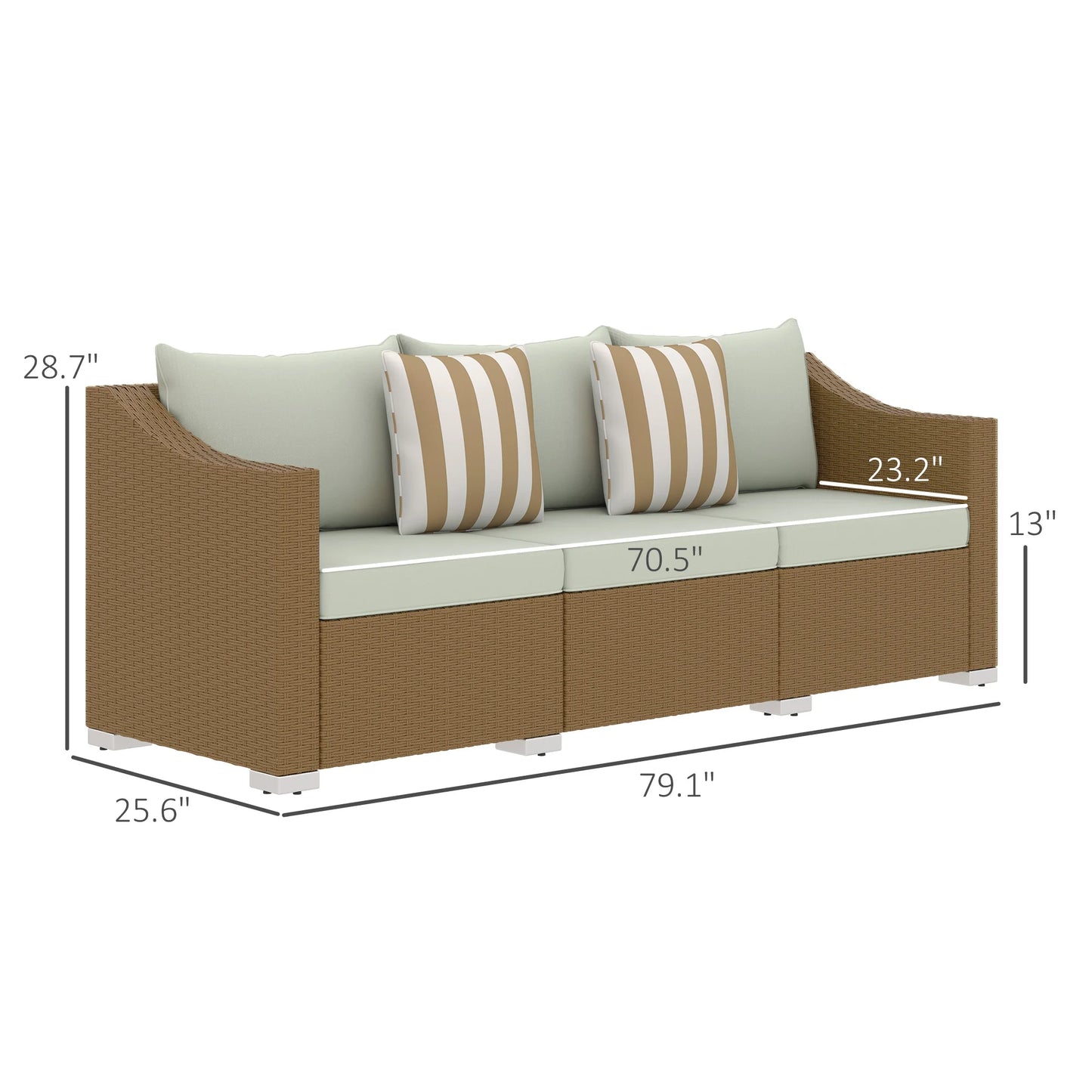 Outdoor Rattan Patio Sofa With Cushions Garden Furniture