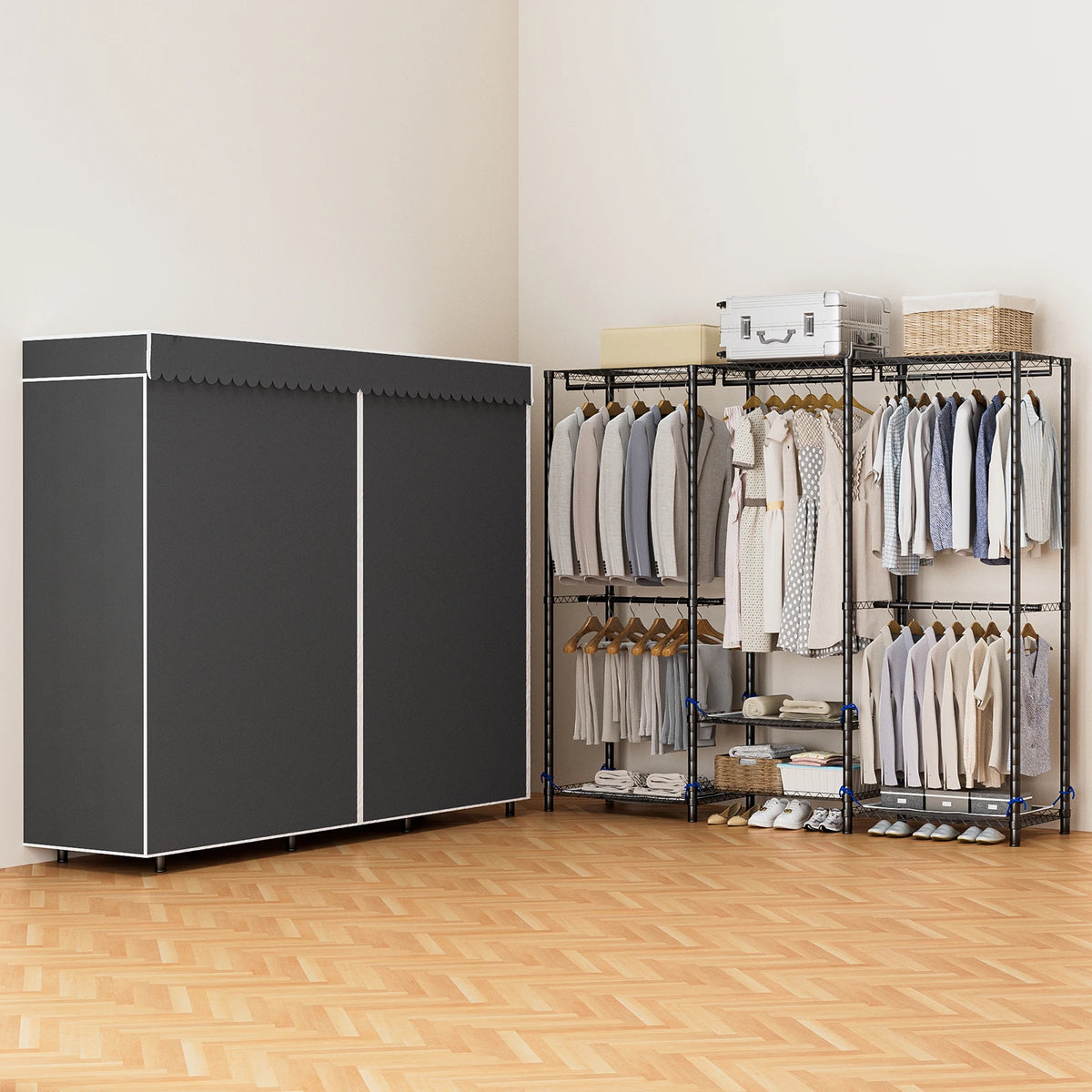 Freestanding Heavy Duty Metal Clothes Rack Organizer
