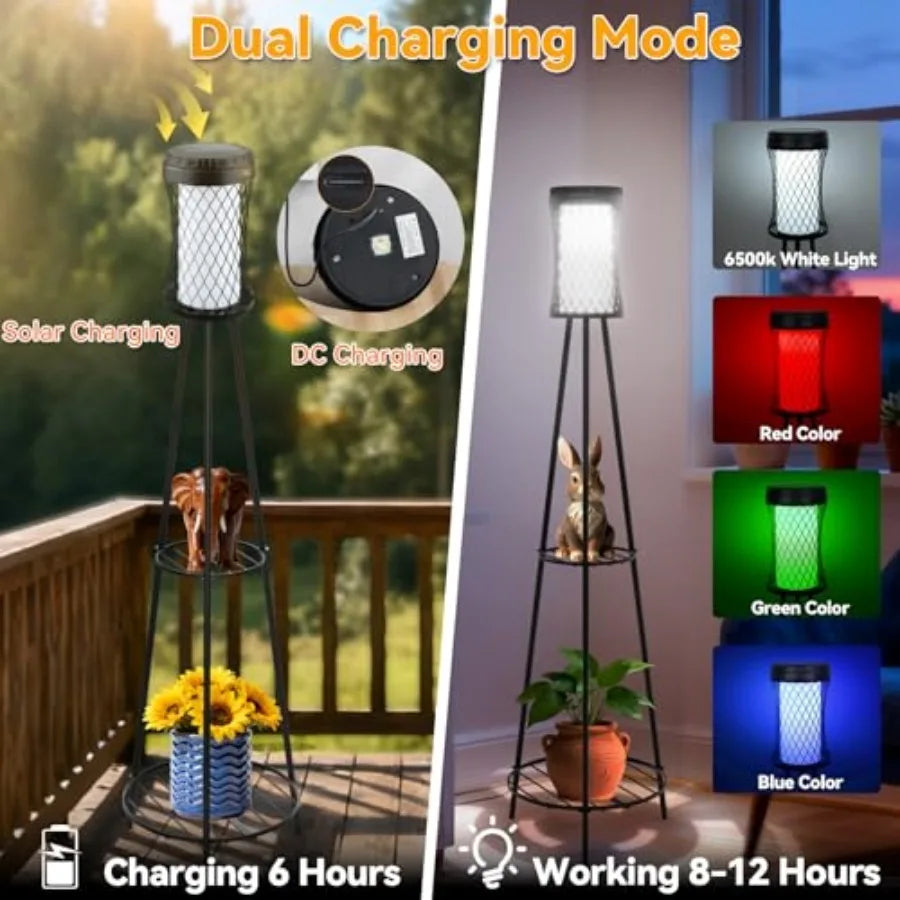 Solar Outdoor Floor Lamp With Usb Charging Port