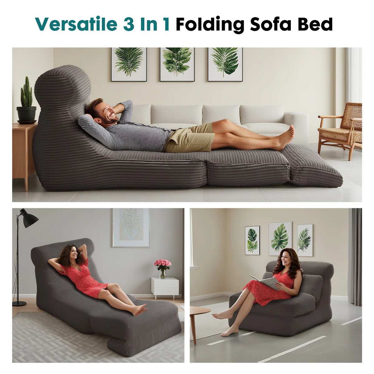 JHK Ergonomic Folding Sofa Bed With Lumbar Support