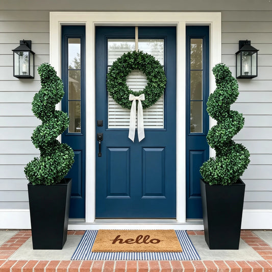 Olitree 2 Pieces Artificial Spiral Boxwood Topiary