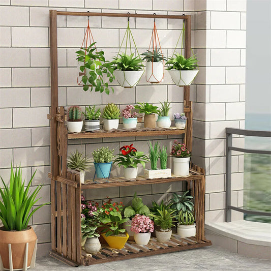 Heavy Duty Wooden Plant Stand 3 Tier Hanging