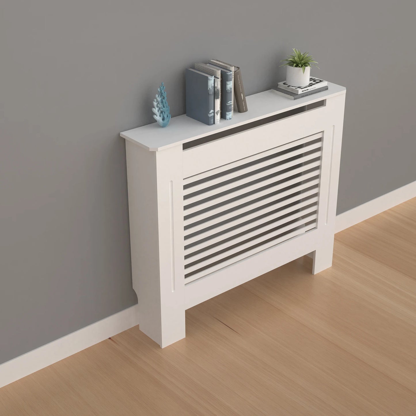 Wisfor White Wood Radiator Cover With Horizontal Slats