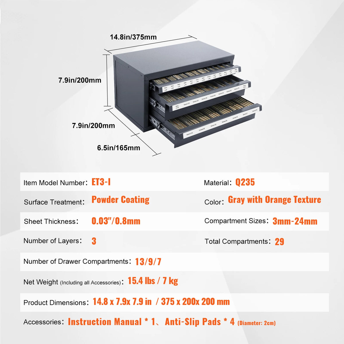 SucceBuy Steel Drill Bit Organizer Cabinet