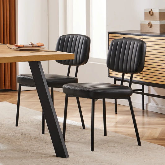 JHK Faux Leather Dining Chairs Set 2 With Ergonomic Support
