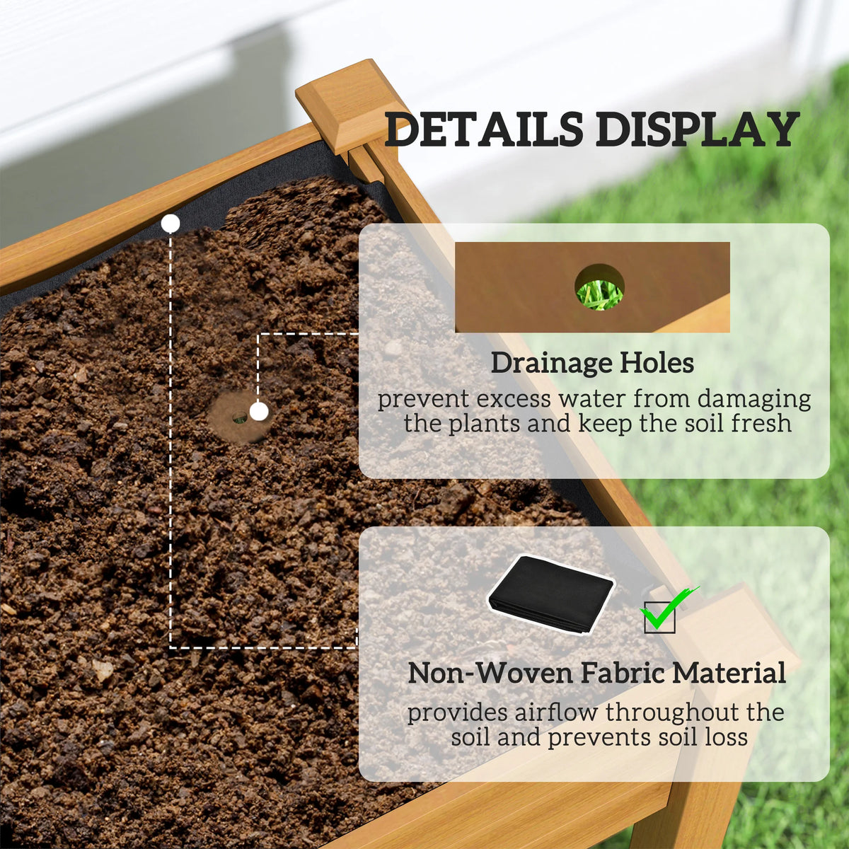 Outsunny Elevated Wooden Garden Bed With PE Cover