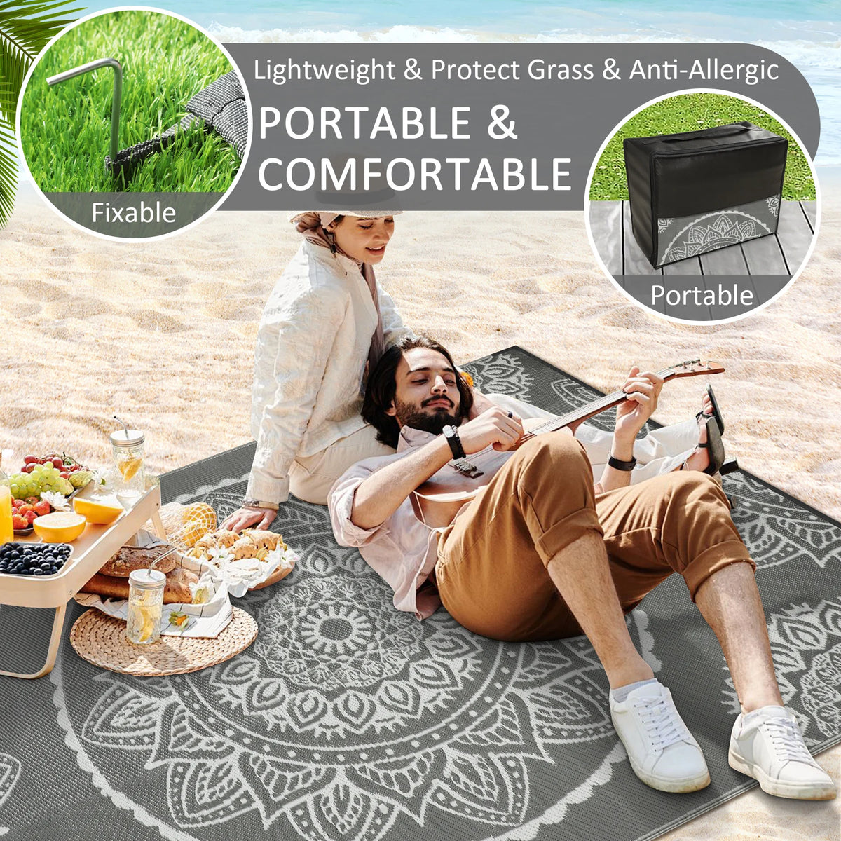 Outdoor Straw Rug Waterproof Polypropylene For Patio Deck