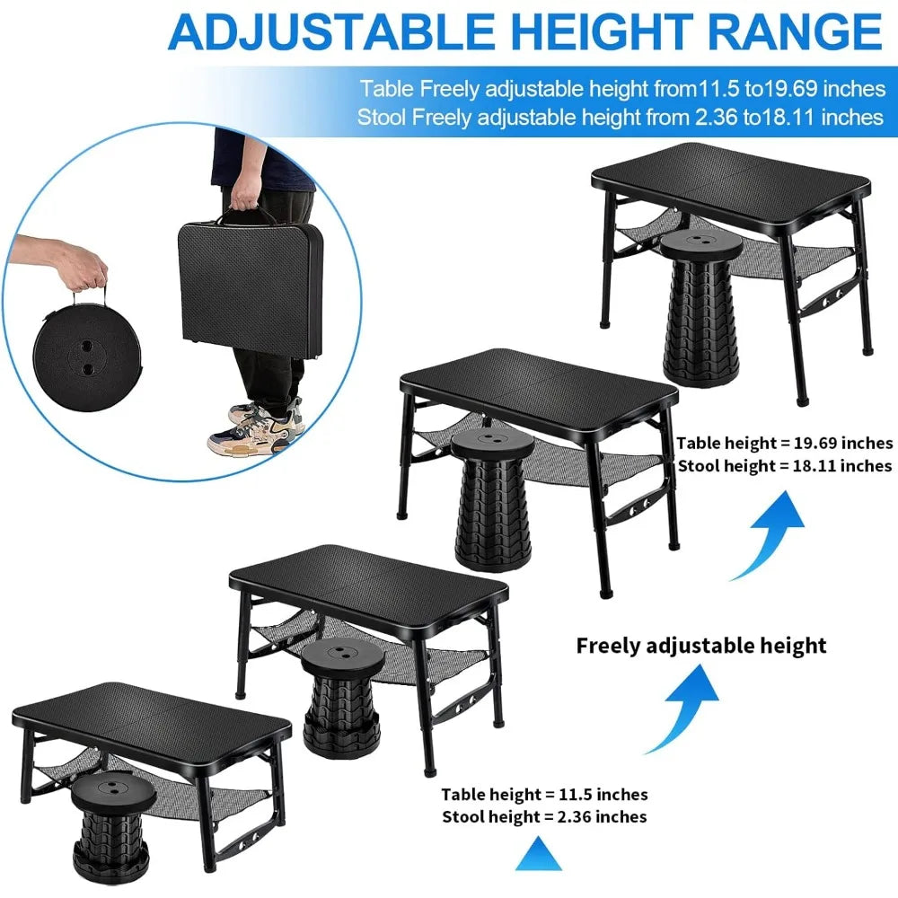XIUWO Portable Folding Table And Stool Set For Camping