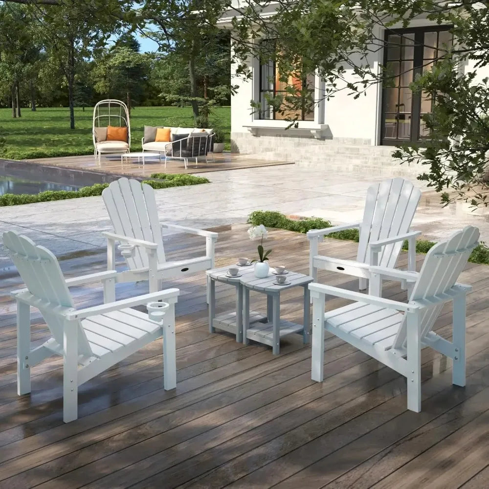 Stackable Adirondack Chair Set Of 4 HDPE All Weather