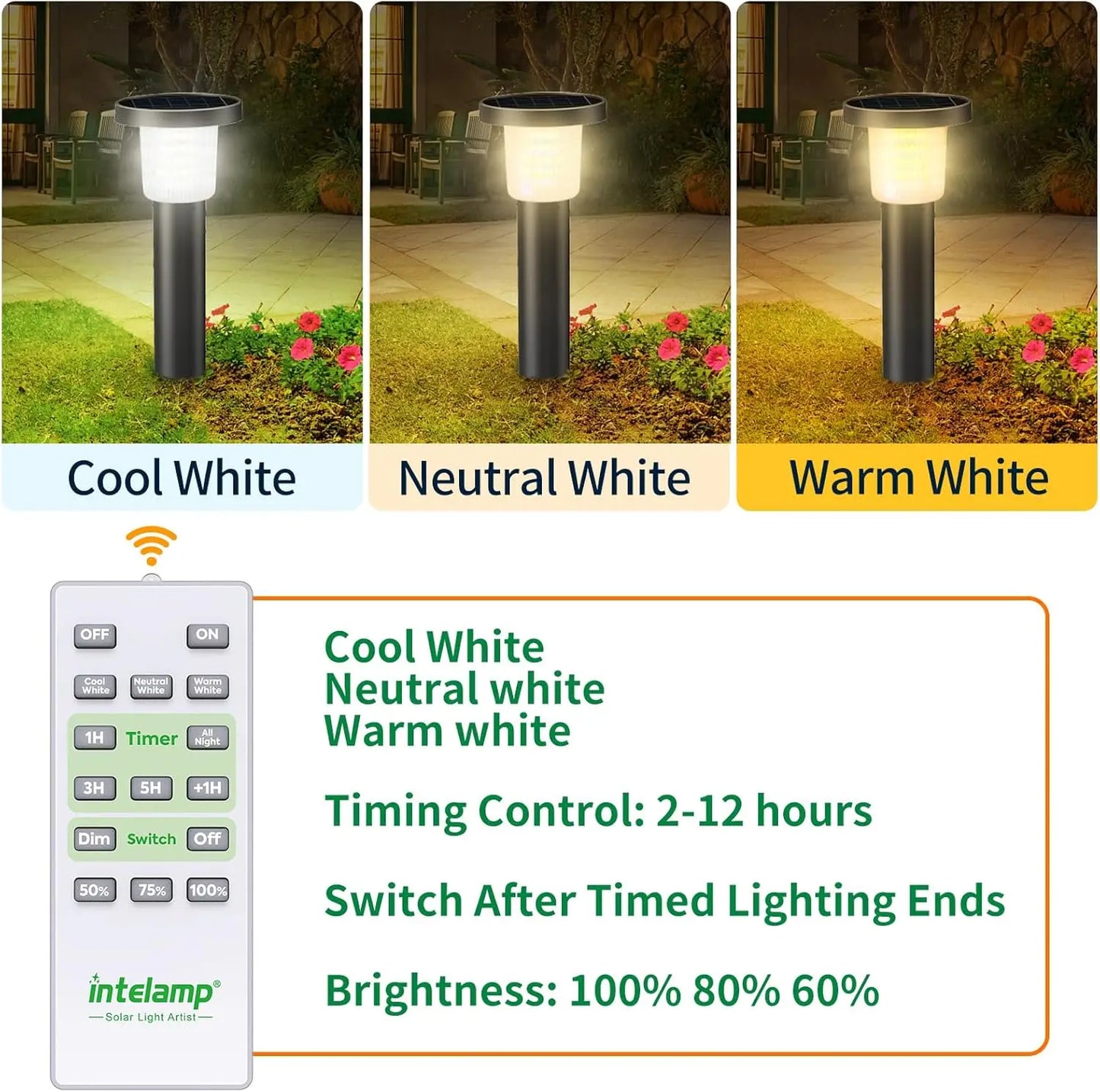 Intelamp Solar Pathway Lawn Lights For Outdoor Gardens