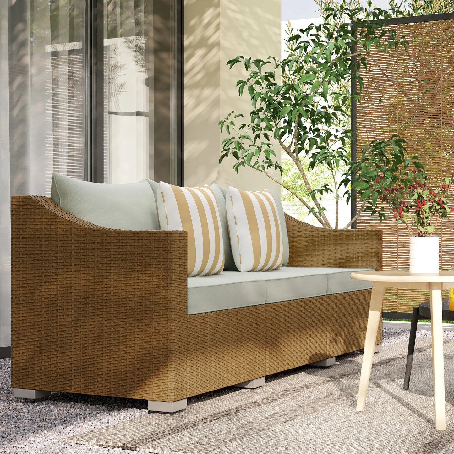 Outdoor Rattan Patio Sofa With Cushions Garden Furniture