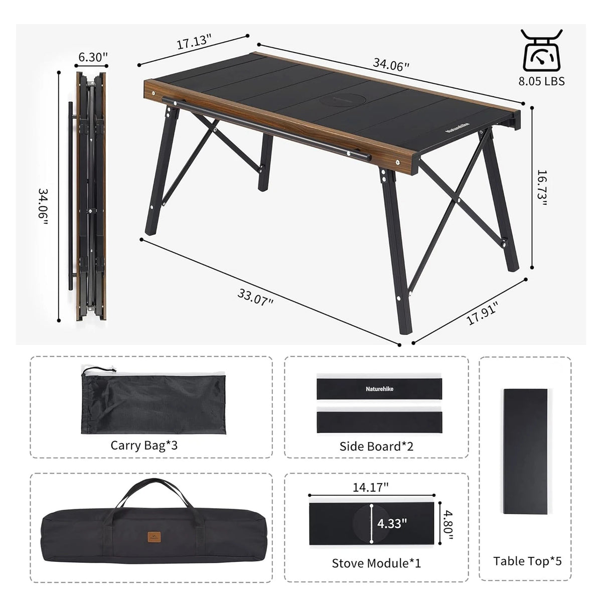 Naturehike Portable Aluminum IGT Camping Grill Table
