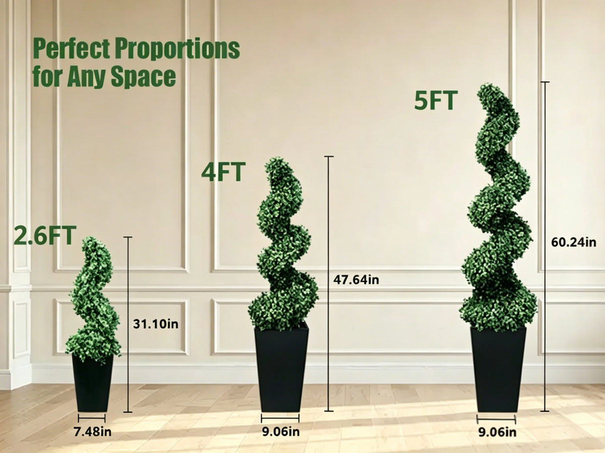Olitree 2 Pieces Artificial Spiral Boxwood Topiary