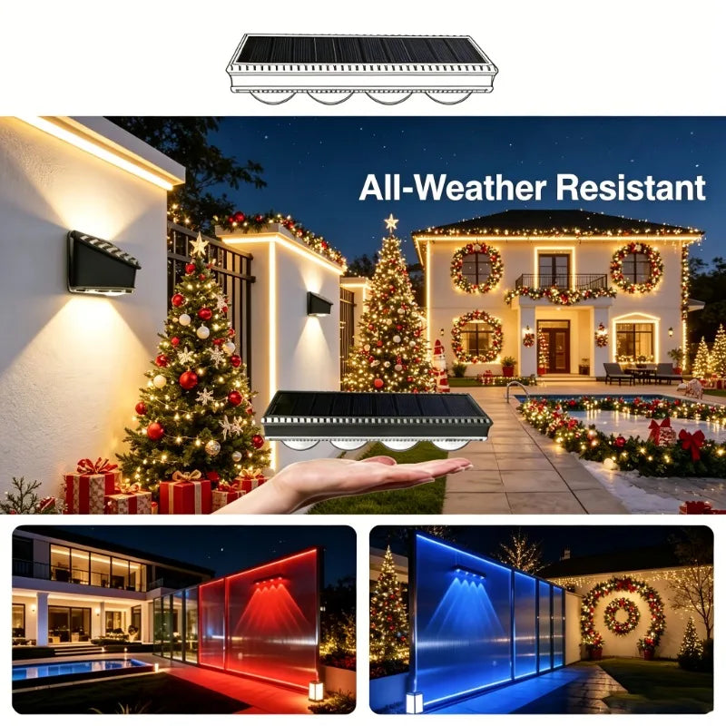 Solar Four Head Outdoor Wall Lights for Gardens