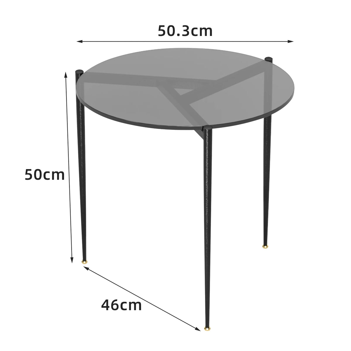 LUVODI Round Tempered Glass Coffee Table With Metal Frame