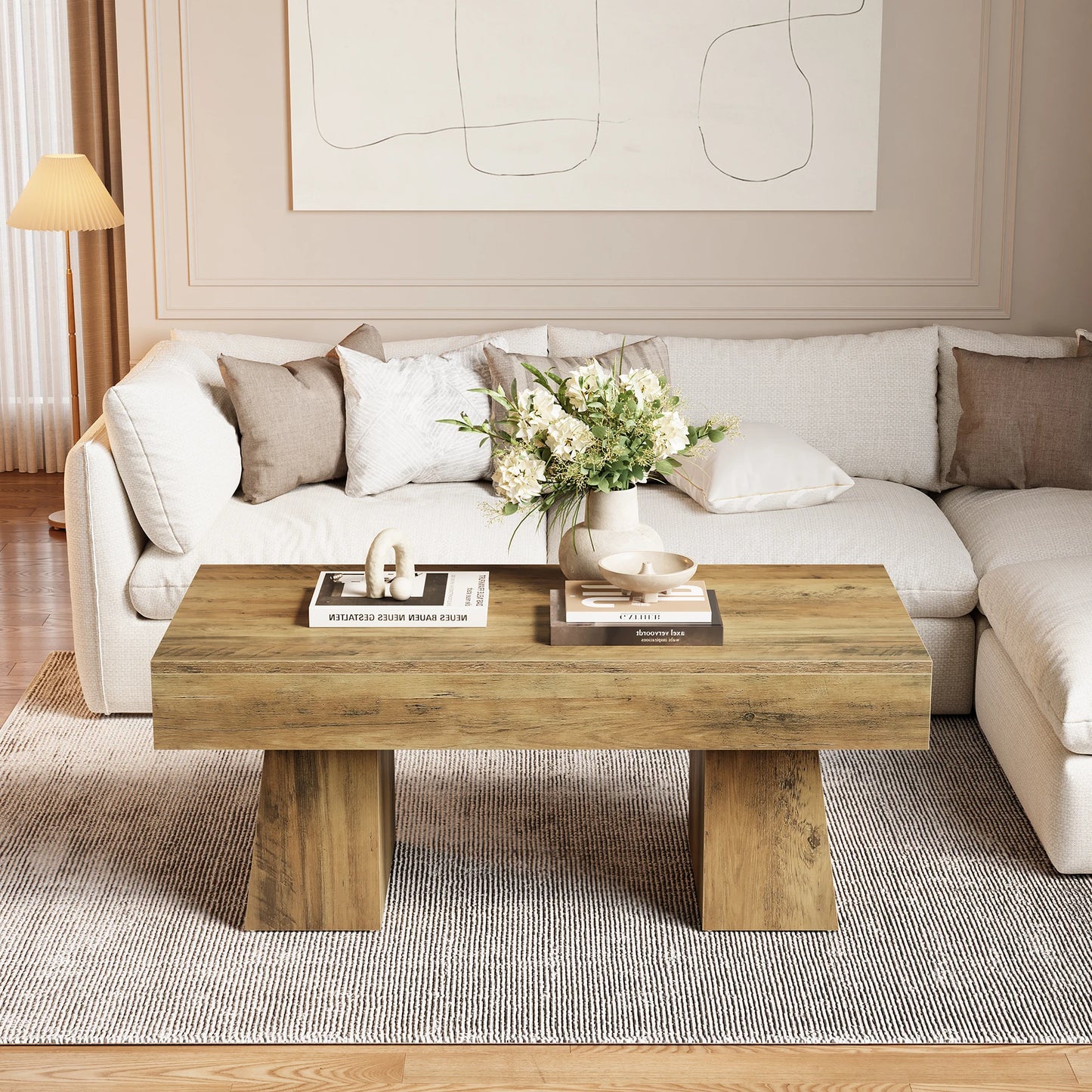 Tribesigns Vintage Coffee Table Modern Rustic Centerpiece