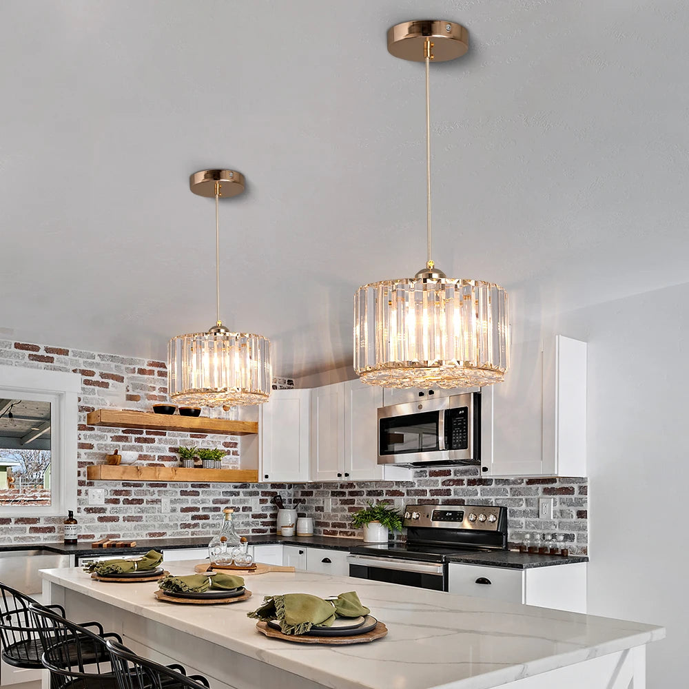 GreeLustr Modern Pendant Light Crystal Chandelier Nordic Hanging Ceiling Lamp Living Dining Room Kitchen Island Decor Fixture