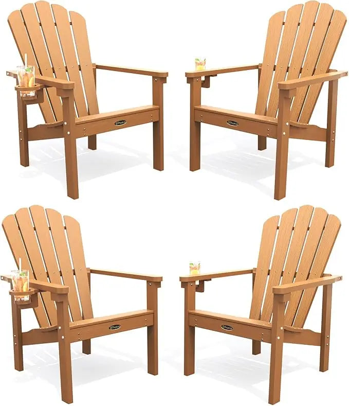 Stackable Adirondack Chair Set Of 4 HDPE All Weather