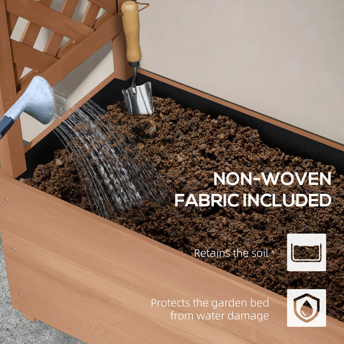 70.75inch Elevated Garden Planter with Stand, Hanging Roof, and Drainage Holes
