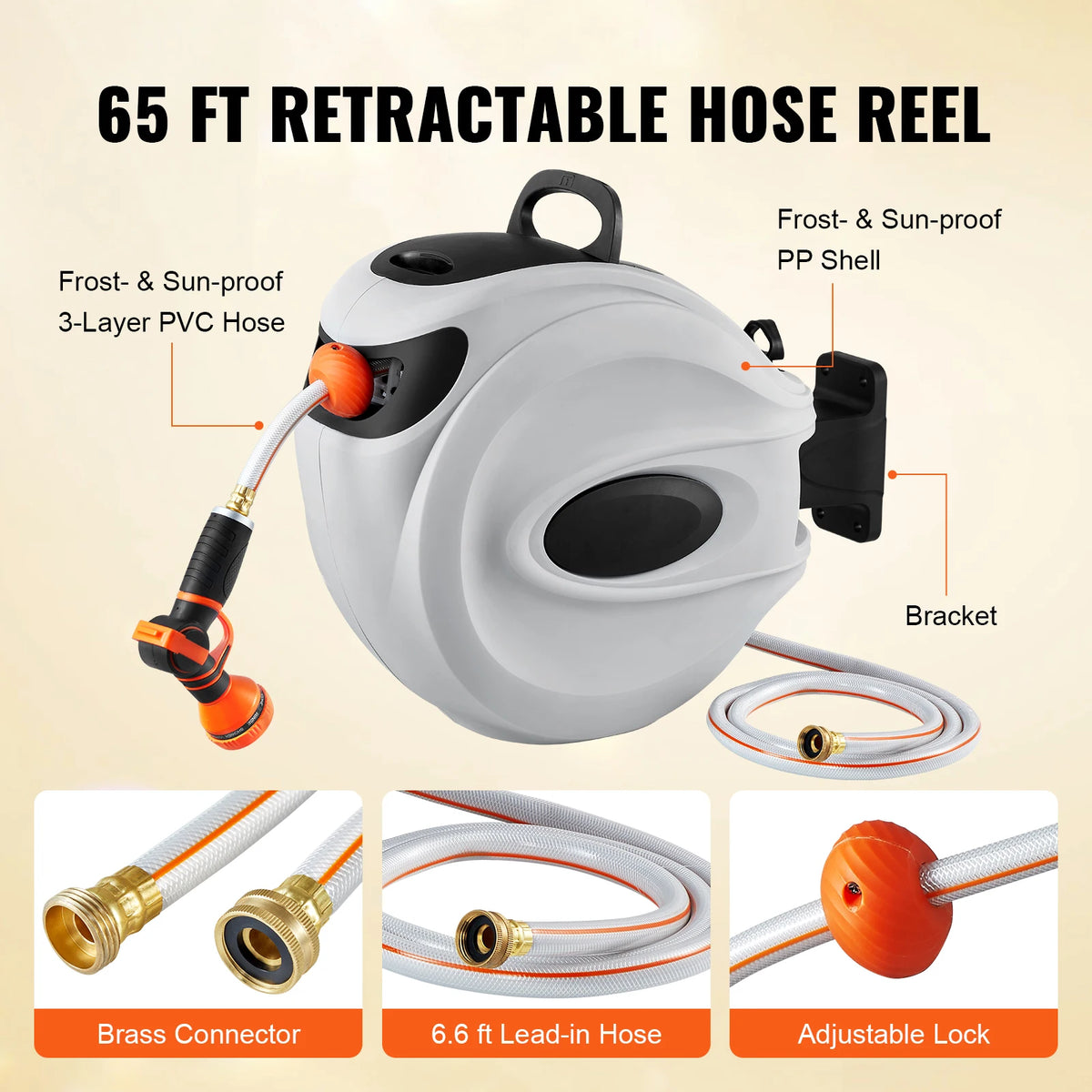 SucceBuy Retractable Hose Reel With 180 Degree Swivel