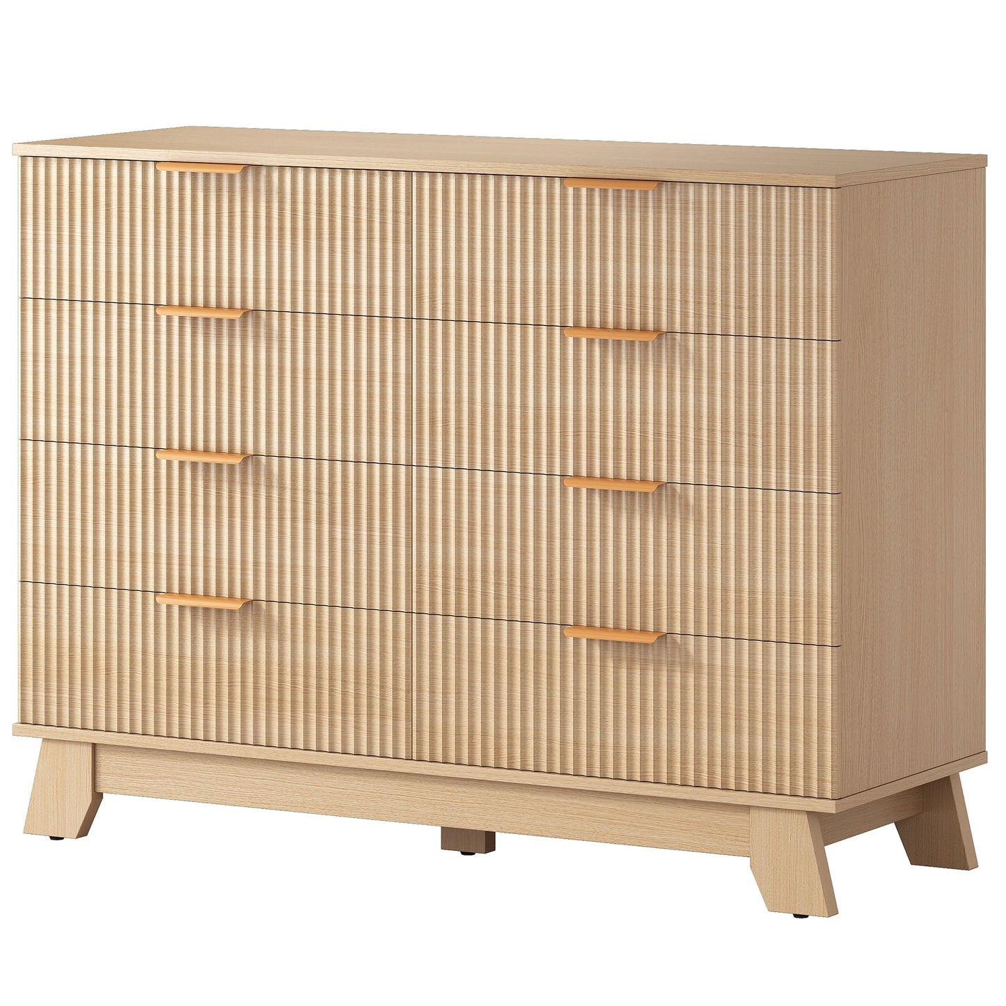 JHK Fluted Wood Dresser With Metal Handles