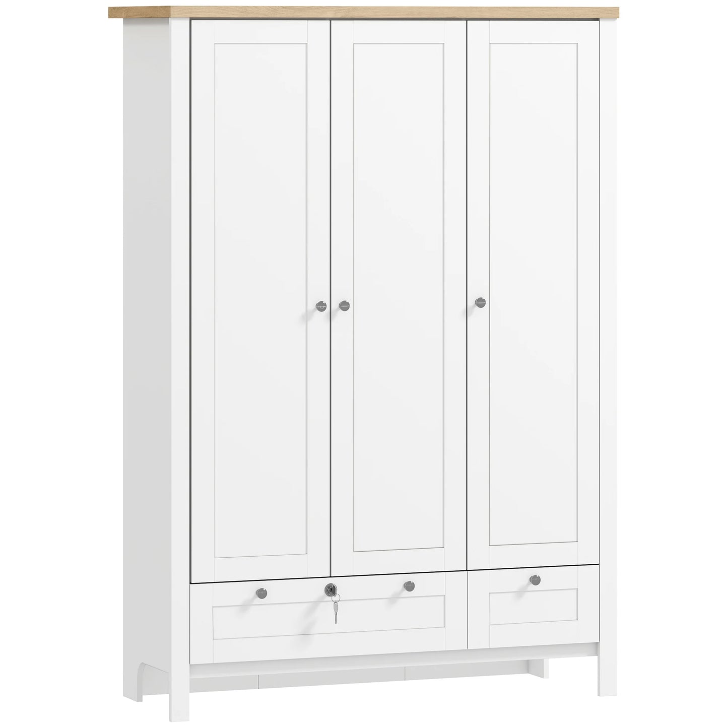 HOMCOM 3-Door Wardrobe With Drawers