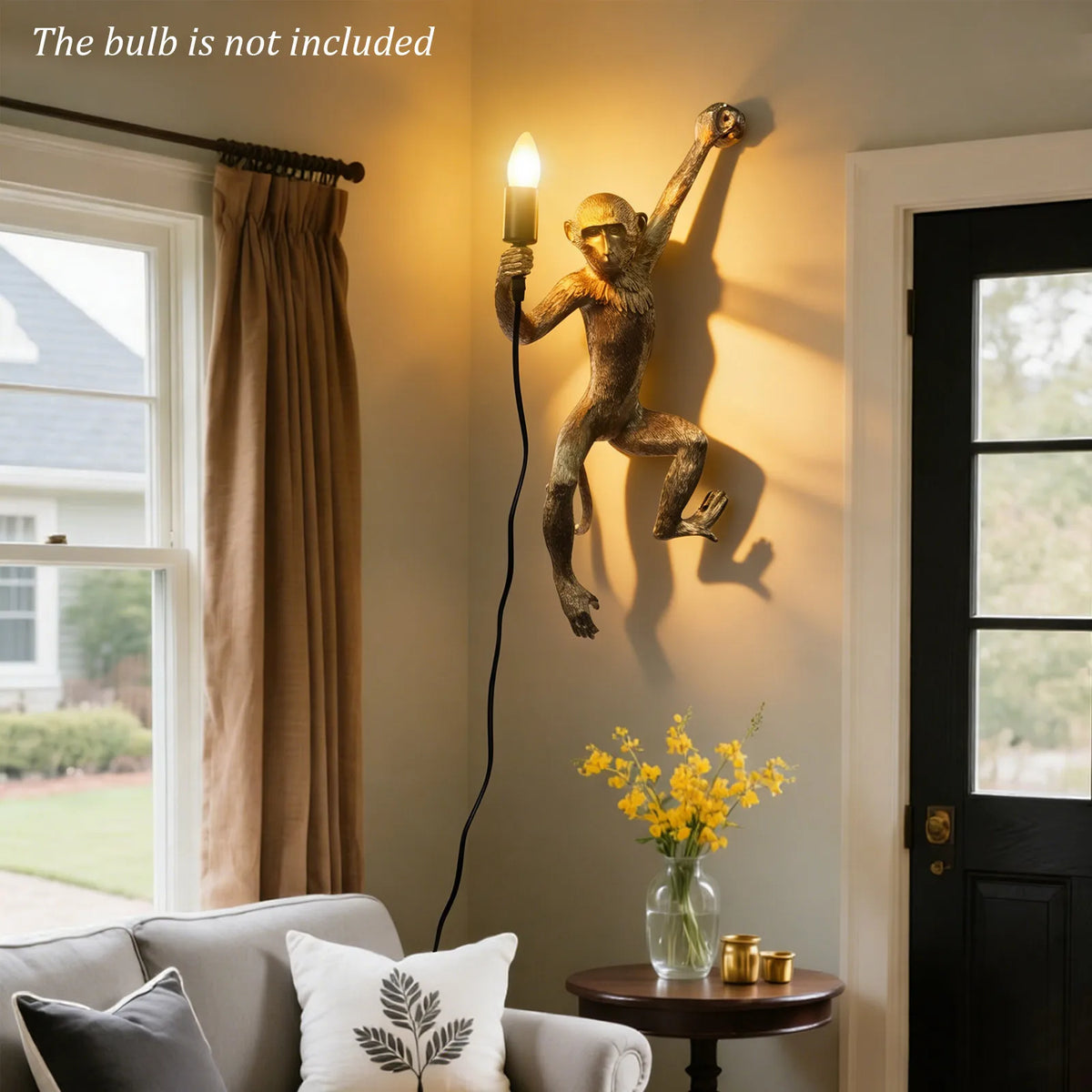 60w 110v Monkey Shape Wall Lamp, E26 Bulb Wall Mount Lamp, Wall Mount Light Fixture 35*70cm