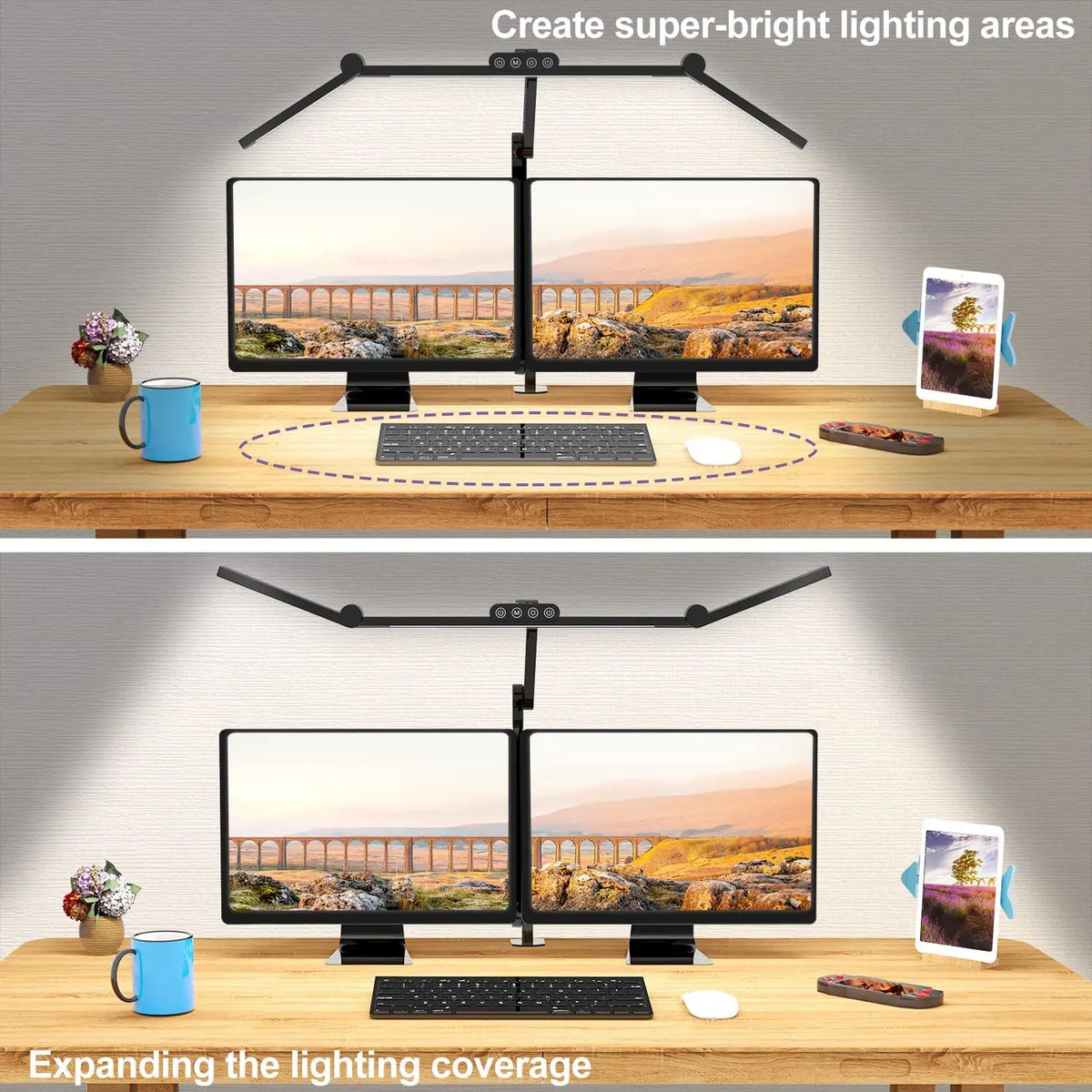 Aiopp Three Head Desk Lamp With Memory Function Dimmable